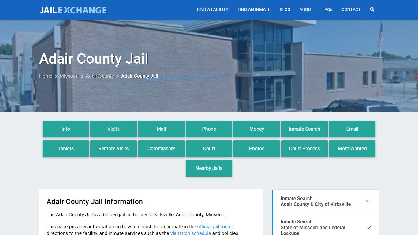 Adair County Jail, MO Inmate Search, Information